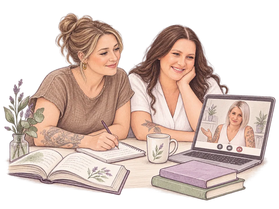 Caro und Josy beim Lernen, Bianca begleitet sie online.